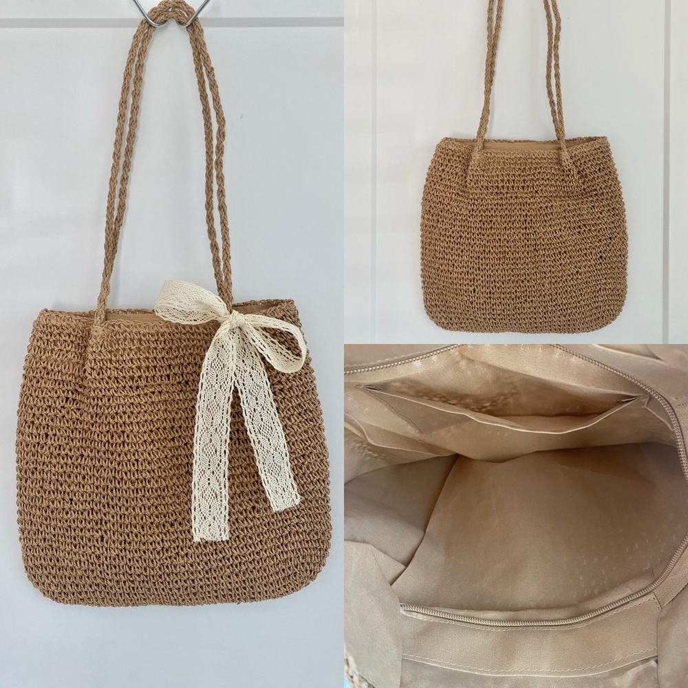 New handmade raffia tote